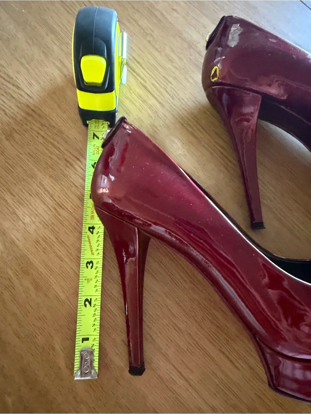 Stuart Weitzman Burgundy Patent Leather Peep Toe Platform Pumps Size 8